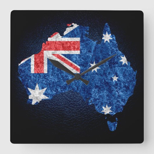 Australienflagge und -karte quadratische wanduhr (Vorderseite)