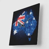 Australienflagge und -karte quadratische wanduhr (Winkel)