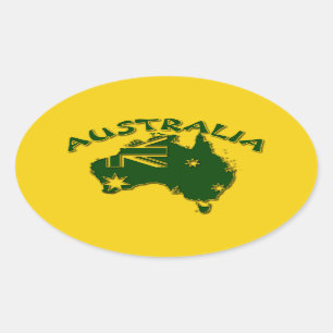 Australiengrün und -gold ovaler aufkleber