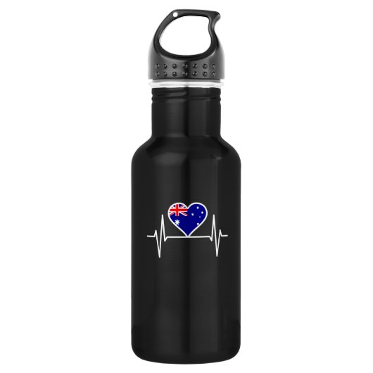 Australienisches Flaggen-Heartbeat Edelstahlflasche (Vorderseite)