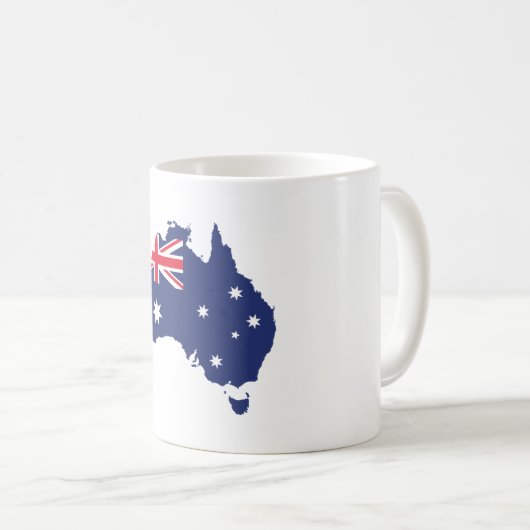 AUSTRALIENKARTE UND FLACHBLAU KAFFEETASSE (VorderseiteRechts)