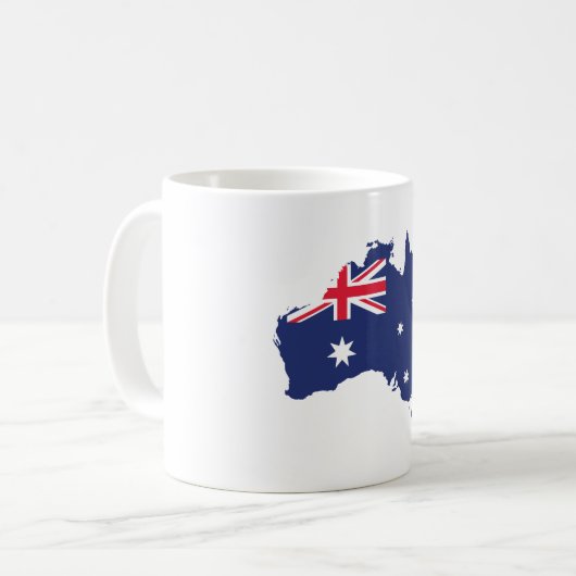 AUSTRALIENKARTE UND FLACHBLAU KAFFEETASSE (Vorderseite Links)