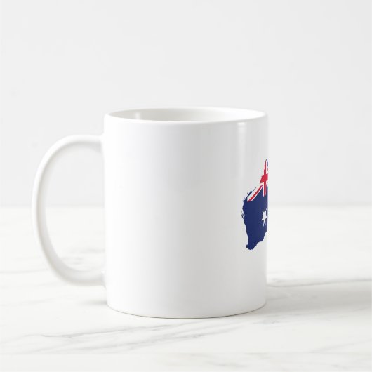 AUSTRALIENKARTE UND FLACHBLAU KAFFEETASSE (Links)