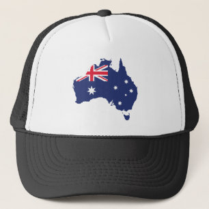 AUSTRALIENKARTE UND FLACHBLAU TRUCKERKAPPE