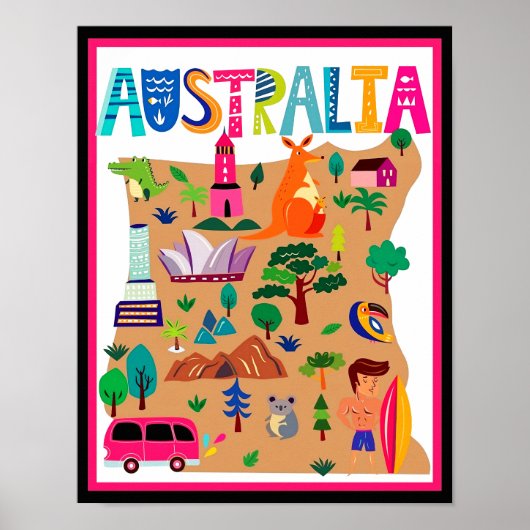 Australiens Iconic Sehenswürdigkeiten & Wildlife P Poster (Vorne)