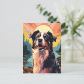 Australier-Hirte im Wald bei Sonnenuntergang Postkarte (Stehend Vorderseite)