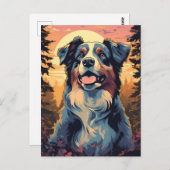 Australier-Hirte im Wald bei Sonnenuntergang Postkarte (Vorne/Hinten)