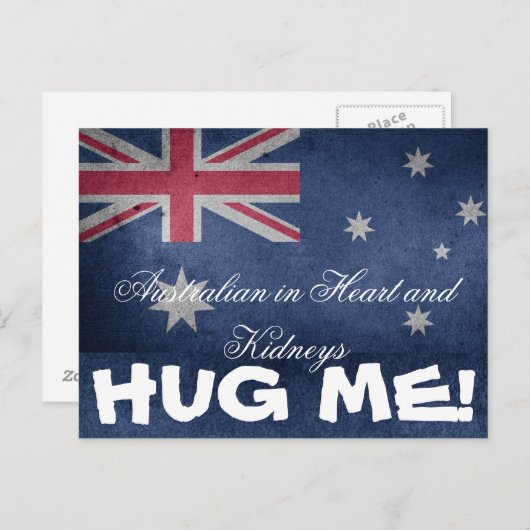 Australier in Herz und Nieren, Umarmen Sie mich! F Postkarte (Vorne/Hinten)