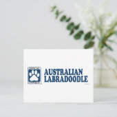 Australier Labradoodle Blau Postkarte (Stehend Vorderseite)