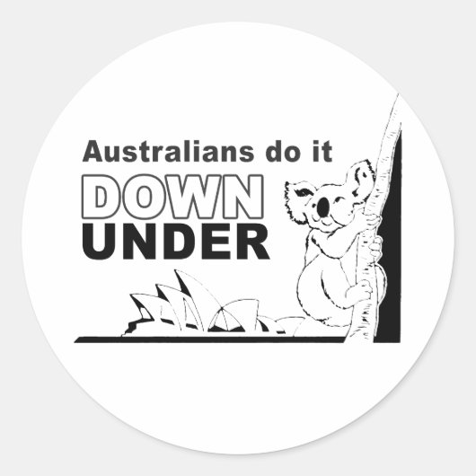 Australier machen es down under runder aufkleber (Vorderseite)