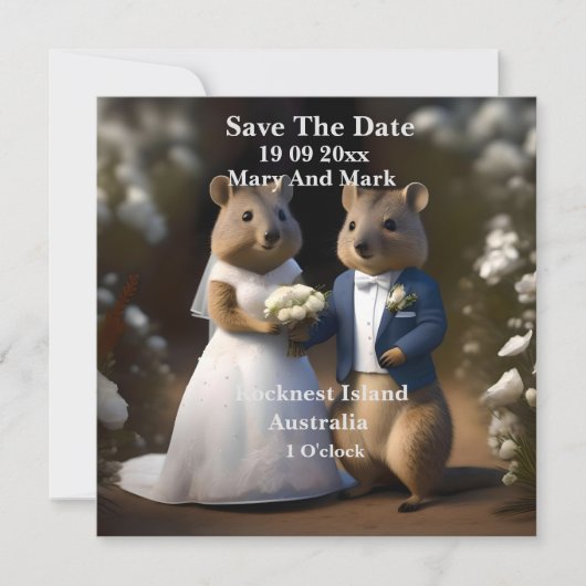 Australier Quokka heiratet mich Save the Date (Vorderseite)