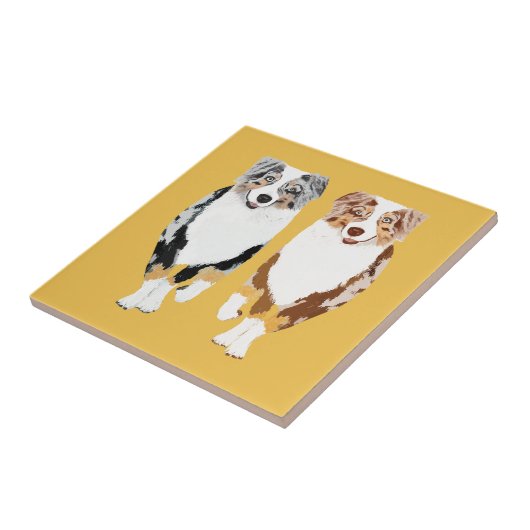 Australier Shepherds 4" Keramik-Fliese Fliese (Seite)