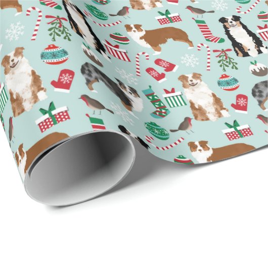 Australier Shepherds Weihnachtsgeschenk-Verpackung Geschenkpapier (Rolleneckpunkt)