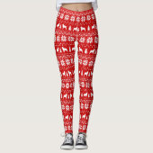 Australier Shepherds Weihnachtsmuster-Rot Leggings (Vorderseite)