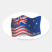 Australisch-Amerikanische Wave Flag Ovaler Aufkleber (Vorderseite)