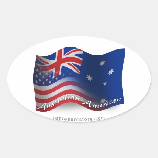 Australisch-Amerikanische Wave Flag Ovaler Aufkleber (Vorderseite)