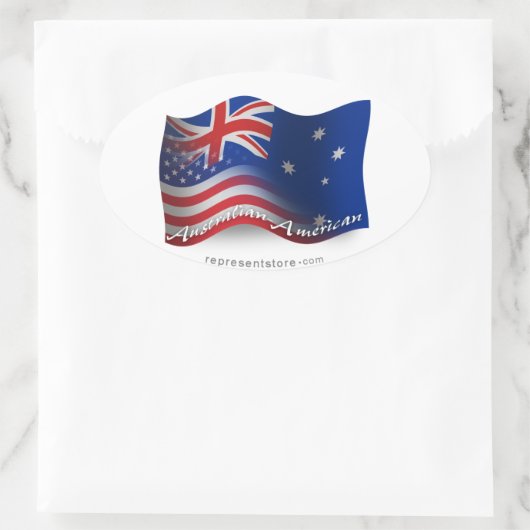 Australisch-Amerikanische Wave Flag Ovaler Aufkleber (Tasche)