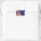 Australisch-Amerikanische Wave Flag Runder Aufkleber (Tasche)