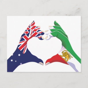 Australisch-iranische Einheit Herz mit Löwe und So Postkarte