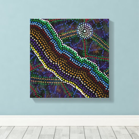 Australische Aborigine Design Print Leinwanddruck (Insitu (Holzboden))