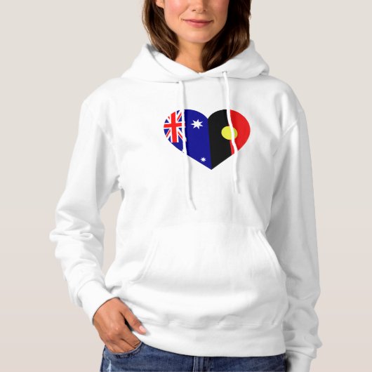 Australische Aborigine Heart Flags Hoodie (Vorderseite)
