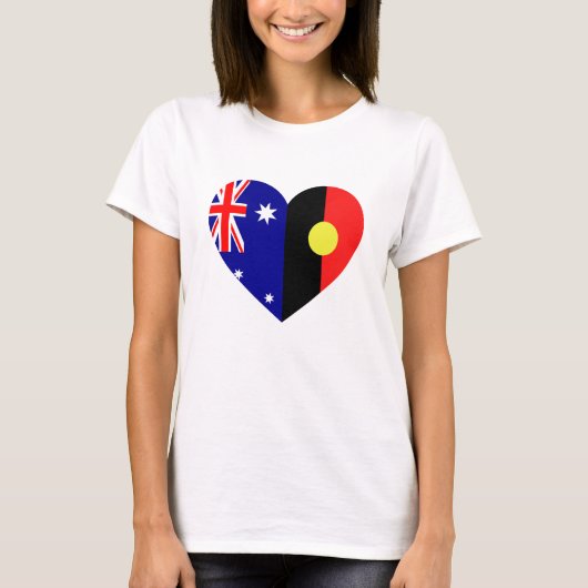 Australische Aborigine Heart Flags T-Shirt (Vorderseite)