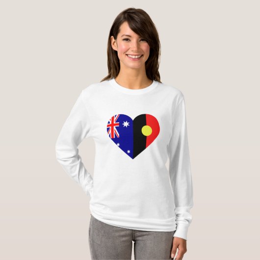 Australische Aborigine Heart Flags T-Shirt (Vorne ganz)