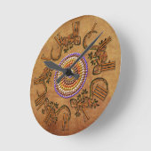 Australische Aborigine-Kunst mit einem Zirkel von  Runde Wanduhr (Winkel)