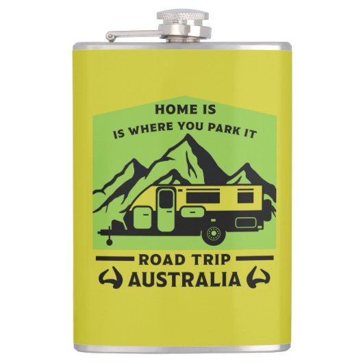 Australische Aussie Caravan Caravanning Summer Flachmann (Vorderseite)