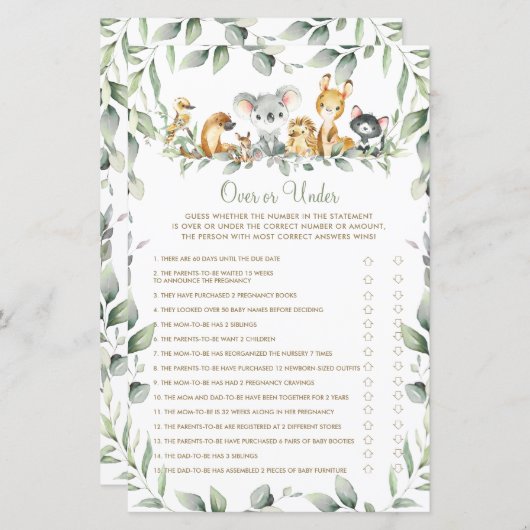 Australische Baby-Dusche über oder unter dem Spiel (Vorne/Hinten)