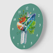 Australische Blume Aquarell Große Wanduhr (Winkel)