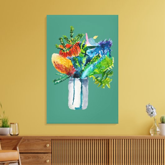 Australische Blume Aquarell Leinwanddruck (Insitu (Wohnzimmer))