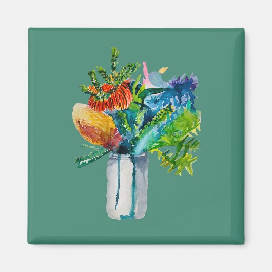 Australische Blume Aquarell Magnet (Vorne)