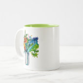 Australische Blume Aquarell Zweifarbige Tasse (Vorderseite Links)