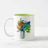 Australische Blume Aquarell Zweifarbige Tasse (Links)