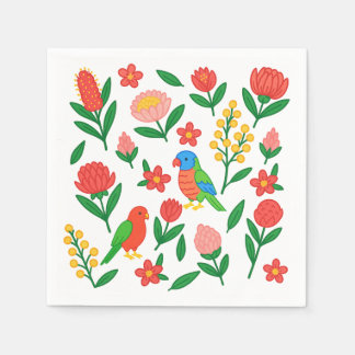 Australische Blumen & Vögel Papier Servietten