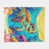 Australische Boho-Schildkröte-Fleece-Decke | Sunny Fleecedecke (Vorderseite (Horizontal))
