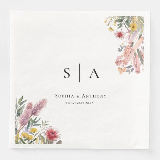 Australische Botanicals Wedding Napkins Serviette (Vorderseite)