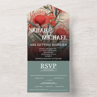 Australische Botanische Waratah All In One Einladung