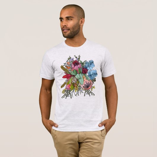 Australische Bush Blume Bouquet Wattle Protea T-Shirt (Vorne ganz)