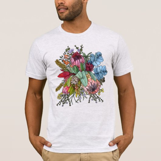 Australische Bush Blume Bouquet Wattle Protea T-Shirt (Vorderseite)