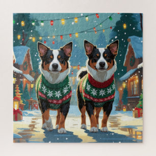 Australische Cattle Dogs Weihnachten Schnee Urlaub Puzzle