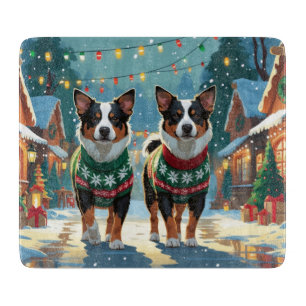 Australische Cattle Dogs Weihnachten Schnee Urlaub Schneidebrett