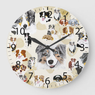 Australische Collage Große Wanduhr