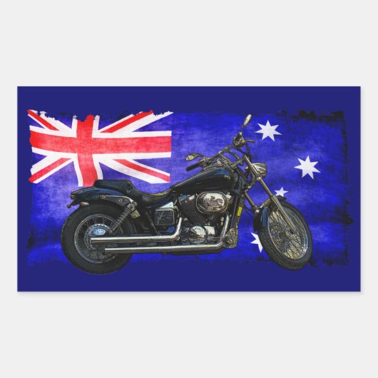 Australische Downunder-Flagge, Motorrad-Design Rechteckiger Aufkleber (Vorderseite)