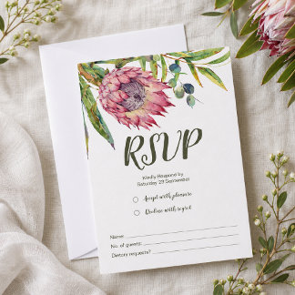 Australische einheimische Protea Antwortkarte zur RSVP Karte