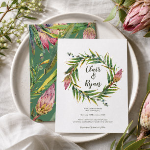 Australische einheimische Protea Hochzeit Eukalypt Einladung