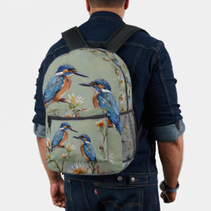 Australische Eisvögel Vögel Und Blumen Ölmalerei, Bedruckter Rucksack