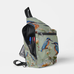 Australische Eisvögel Vögel Und Blumen Ölmalerei, Crossbody Bag