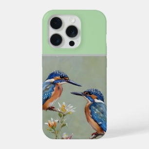 Australische Eisvögel Vögel Und Blumen Ölmalerei, iPhone 15 Pro Hülle